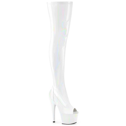 Pleaser ADORE-3011HWR Plateau Overknee Stiefel Holo Weiß EU-41 / US-11