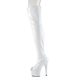 Pleaser ADORE-3011HWR Plateau Overknee Stiefel Holo Weiß EU-39 / US-9