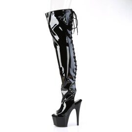 Pleaser ADORE-3017 Plateau Overknee Stiefel Lack Schwarz EU-40 / US-10