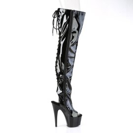 Pleaser ADORE-3017 Plateau Overknee Stiefel Lack Schwarz EU-40 / US-10