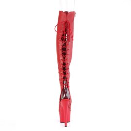 Pleaser ADORE-3019 Plateau Overknee Stiefel Kunstleder Rot EU-42 / US-12