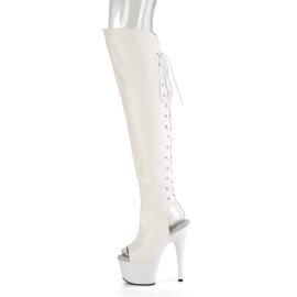 Pleaser ADORE-3019 Plateau Overknee Stiefel Kunstleder Weiß EU-41 / US-11