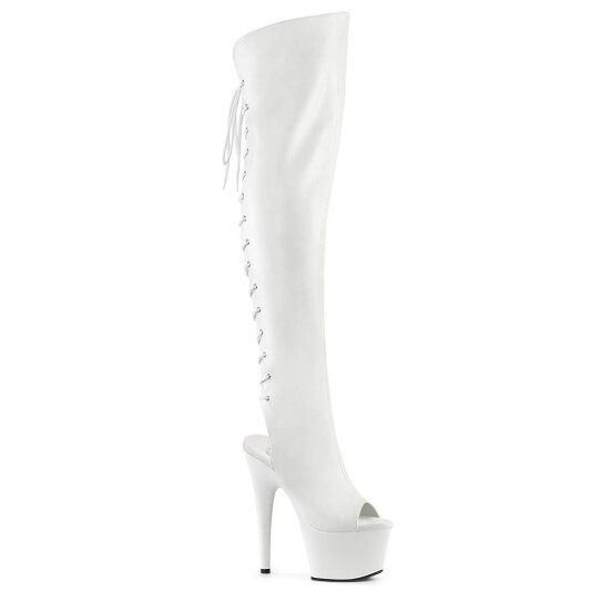 Pleaser ADORE-3019 Plateau Overknee Stiefel Kunstleder Weiß EU-42 / US-12