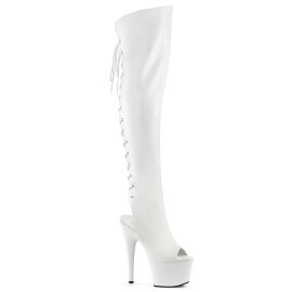 Pleaser ADORE-3019 Plateau Overknee Stiefel Kunstleder Weiß EU-38 / US-8