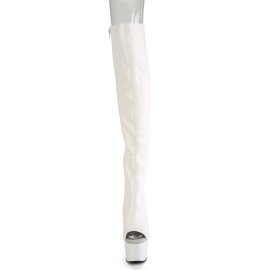 Pleaser ADORE-3019 Plateau Overknee Stiefel Kunstleder Weiß EU-38 / US-8