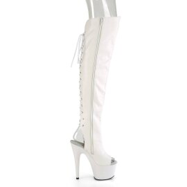 Pleaser ADORE-3019 Plateau Overknee Stiefel Kunstleder Weiß EU-39 / US-9