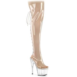 Pleaser ADORE-3019C Plateau Overknee Stiefel Transparent EU-38 / US-8