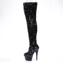 Pleaser ADORE-3020 Plateau Overknee Stiefel Pailetten Schwarz EU-35 / US-5