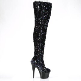 Pleaser ADORE-3020 Plateau Overknee Stiefel Pailetten Schwarz EU-35 / US-5