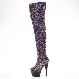 Pleaser ADORE-3020 Plateau Overknee Stiefel Pailetten Lila EU-36 / US-6