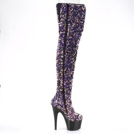 Pleaser ADORE-3020 Plateau Overknee Stiefel Pailetten Lila EU-36 / US-6