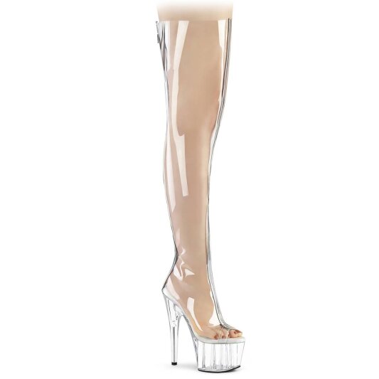 Pleaser ADORE-3021 Plateau Overknee Stiefel Transparent EU-35 / US-5