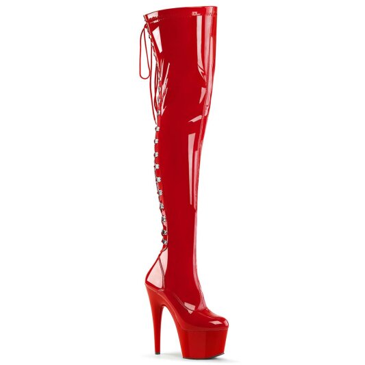 Pleaser ADORE-3063 Plateau Overknee Stiefel Lack Rot EU-35 / US-5