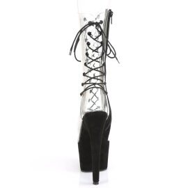 Pleaser ADORE-700-60FS Plateau Stiefeletten künstliches Wildleder Transparent Schwarz EU-36 / US-6