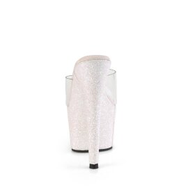 Pleaser ADORE-701HMG Plateau Pantoletten Glitter Transparent Rosa EU-40 / US-10