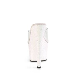 Pleaser ADORE-701LG Plateau Pantoletten Glitter Transparent Rosa EU-35 / US-5