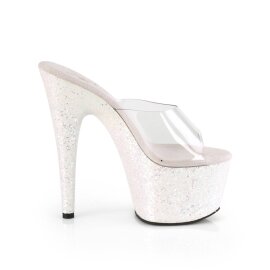 Pleaser ADORE-701LG Plateau Pantoletten Glitter Transparent Rosa EU-35 / US-5