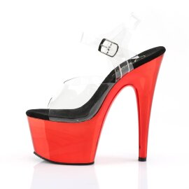 Pleaser ADORE-708 Plateau Sandaletten Chrom Transparent Rot EU-36 / US-6