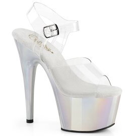 Pleaser ADORE-708LQ Plateau Sandaletten Holo Transparent Silber EU-35 / US-5