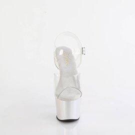 Pleaser ADORE-708LQ Plateau Sandaletten Holo Transparent Silber EU-35 / US-5