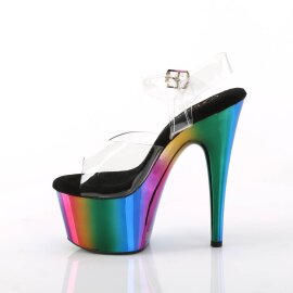 Pleaser ADORE-708RC Plateau Sandaletten Chrom Transparent Bunt EU-35 / US-5