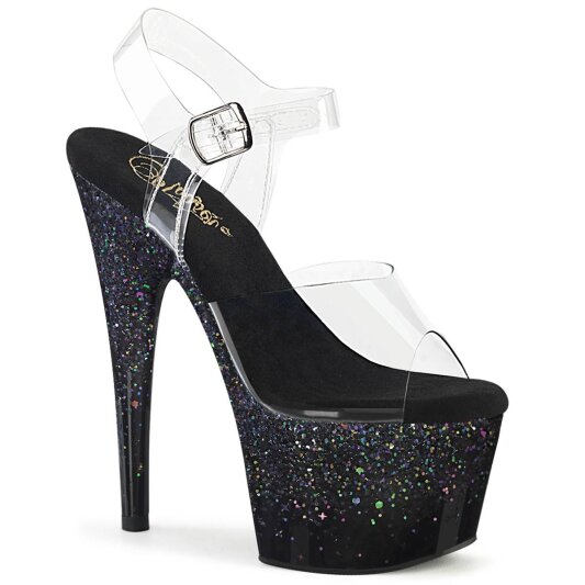 Pleaser ADORE-708SS Plateau Sandaletten Glitter Transparent Schwarz EU-42 / US-12