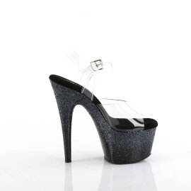 Pleaser ADORE-708SS Plateau Sandaletten Glitter Transparent Schwarz EU-42 / US-12