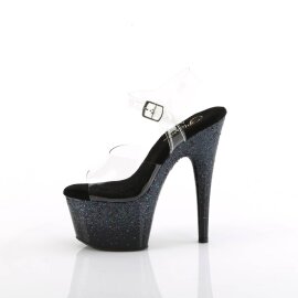 Pleaser ADORE-708SS Plateau Sandaletten Glitter Transparent Schwarz EU-35 / US-5