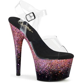 Pleaser ADORE-708SS Plateau Sandaletten Glitter Transparent Pink EU-42 / US-12