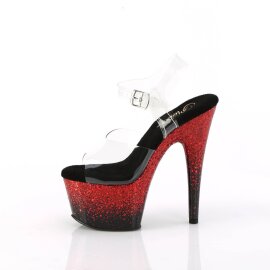 Pleaser ADORE-708SS Plateau Sandaletten Glitter Transparent Rot EU-37 / US-7