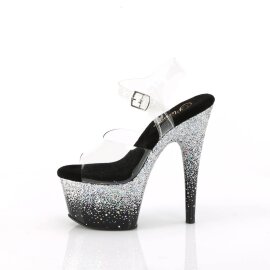 Pleaser ADORE-708SS Plateau Sandaletten Glitter Transparent Silber EU-35 / US-5