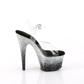 Pleaser ADORE-708SS Plateau Sandaletten Glitter Transparent Silber EU-37 / US-7