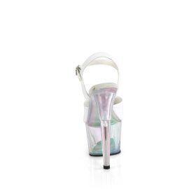 Pleaser ADORE-709HT Plateau Sandaletten Holo Weiß Transparent EU-44 / US-14