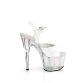 Pleaser ADORE-709HT Plateau Sandaletten Holo Weiß Transparent EU-44 / US-14