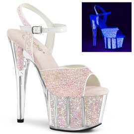 Pleaser ADORE-710UVG Plateau Sandaletten Glitter Silber...