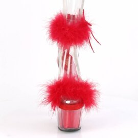 Pleaser ADORE-724F Plateau Sandaletten Transparent Rot EU-38 / US-8