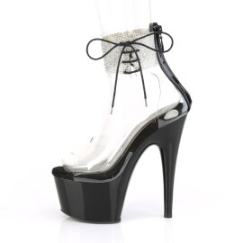 Pleaser ADORE-724RS Plateau Sandaletten Strass Transparent Schwarz EU-35 / US-5