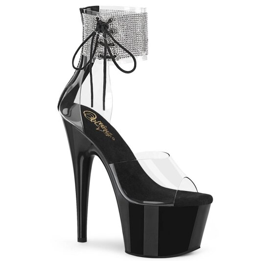 Pleaser ADORE-724RS Plateau Sandaletten Strass Transparent Schwarz EU-39 / US-9