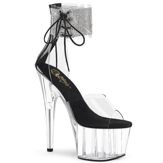 Pleaser ADORE-724RS Plateau Sandaletten Strass Transparent EU-39 / US-9