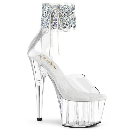 Pleaser ADORE-724RS-02 Plateau Sandaletten Strass Transparent EU-38 / US-8