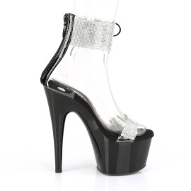 Pleaser ADORE-727RS Plateau Sandaletten Strass Transparent Schwarz EU-36 / US-6