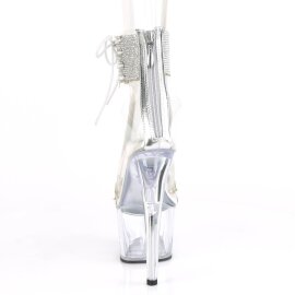 Pleaser ADORE-727RS Plateau Sandaletten Strass Transparent Silber EU-38 / US-8