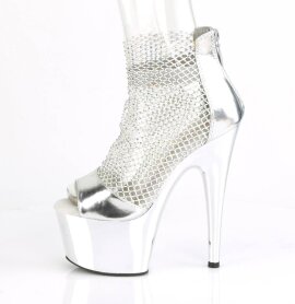 Pleaser ADORE-765RM Plateau Sandaletten Mesh Chrom Silber EU-39 / US-9