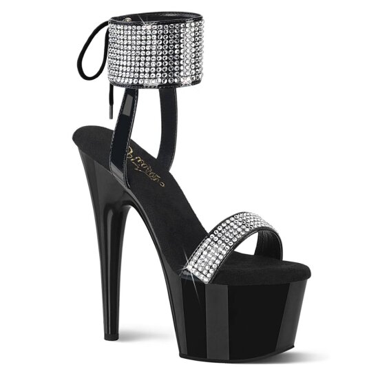 Pleaser ADORE-770 Plateau Sandaletten Lack Strass Schwarz EU-39 / US-9