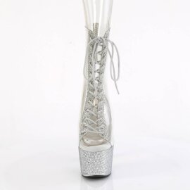 Pleaser BEJEWELED-1016C-2-7 Plateau Stiefeletten Strass Transparent Silber EU-40 / US-10