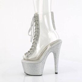 Pleaser BEJEWELED-1016C-2-7 Plateau Stiefeletten Strass Transparent Silber EU-35 / US-5