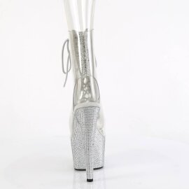 Pleaser BEJEWELED-1016C-2-7 Plateau Stiefeletten Strass Transparent Silber EU-39 / US-9