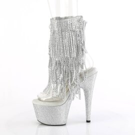 Pleaser BEJEWELED-1017RSF-7 Plateau Stiefeletten Strass Transparent Silber EU-40 / US-10