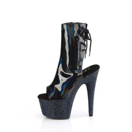 Pleaser BEJEWELED-1018DM-7 Plateau Stiefeletten Holo Strass Schwarz EU-41 / US-11
