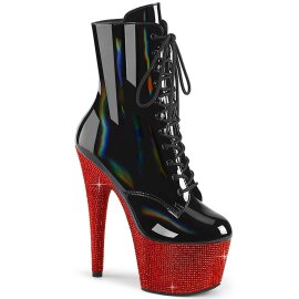 Pleaser BEJEWELED-1020-7 Plateau Stiefeletten Holo Strass...